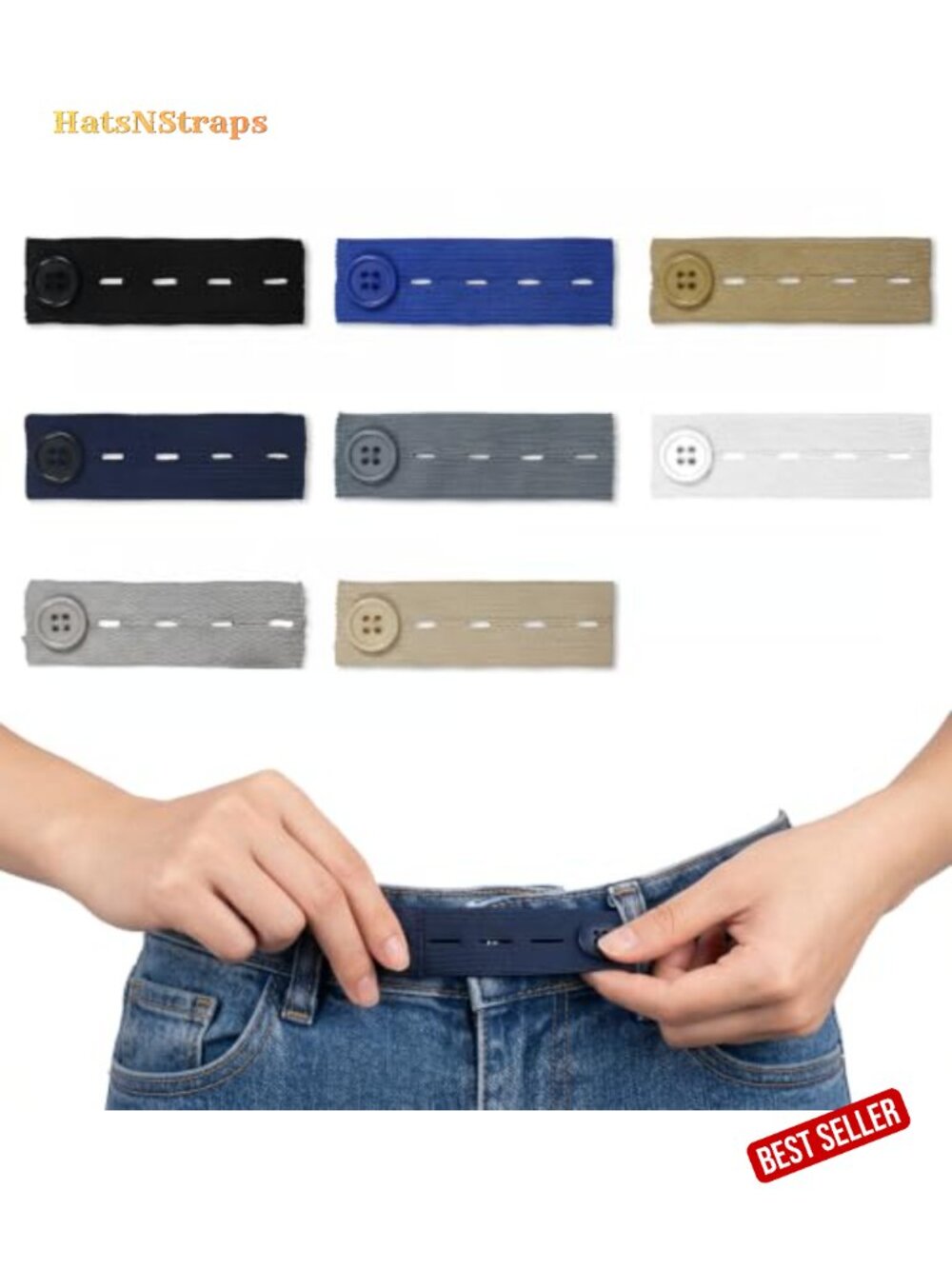 8 Pack Elastic Waist Button Extenders for Jeans, Adjustable Pants Extender